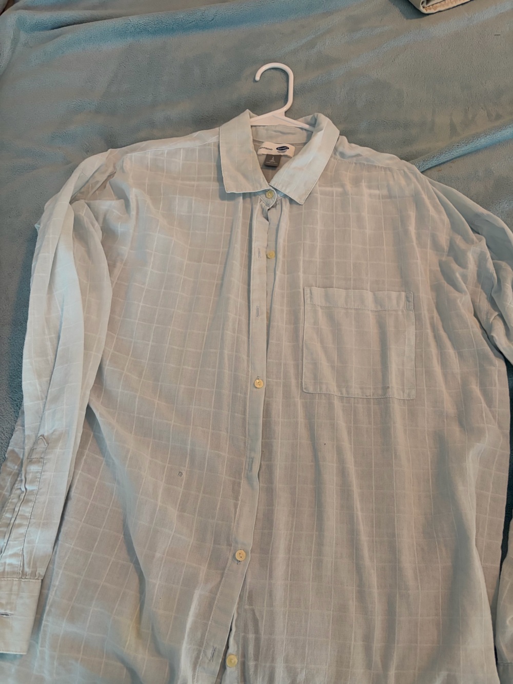 Old Navy Light Blue Windowpane Casual Button-Down Shirt